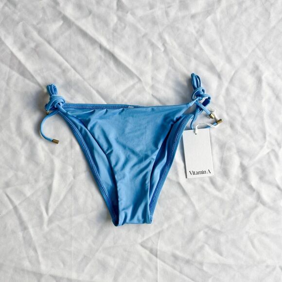 Vitamin A Classic Tie Side ABL Bikini Bottoms in Sky Blue - Picture 7 of 8